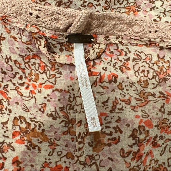 Free People Lola Printed Open Front Kimono (front tie string removed), Sz M - Picture 14 of 15